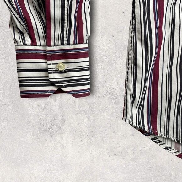 Etro Milano Button-Up Shirt Mens Size 42 (Medium) Multicolor Striped Italy - Picture 4 of 10